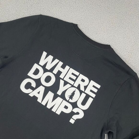 Camp David Sweatshirt Adult L Black Where Do You Camp Crewneck Pullover NWT - Picture 2 of 12